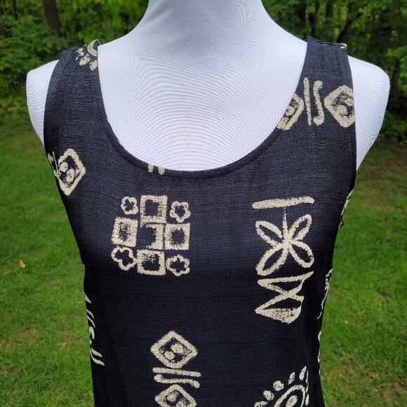 Black Tribal Pattern Sleeveless Maxi Dress size Medium - Picture 3 of 8
